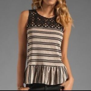 Free People Retro Eyelet Peplum Top